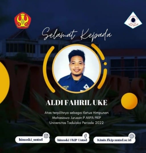 Mahasiswa Prodi Kimia Terpilih Sebagai Ketua Himpunan Jurusan PMIPA FKIP Universitas Tadulako Periode 2022