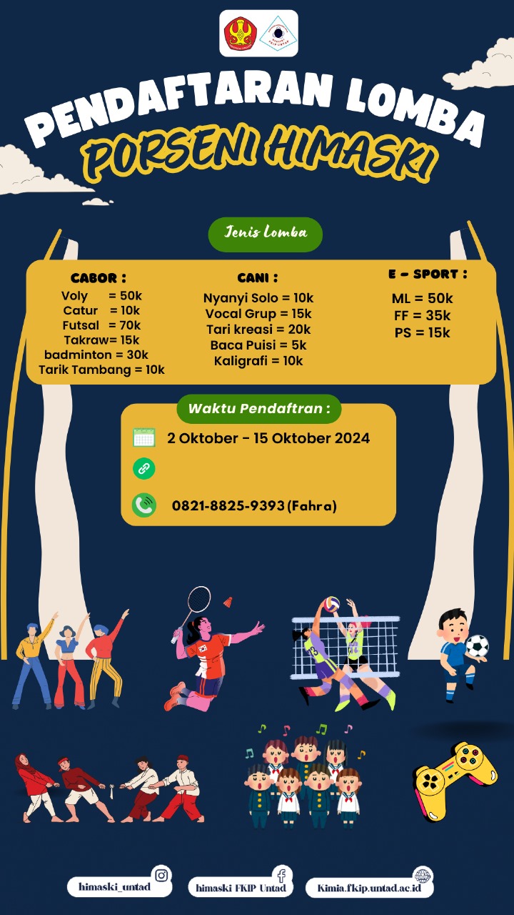Pendaftaran Lomba Porseni HIMASKI FKIP Universitas Tadulako Tahun 2024