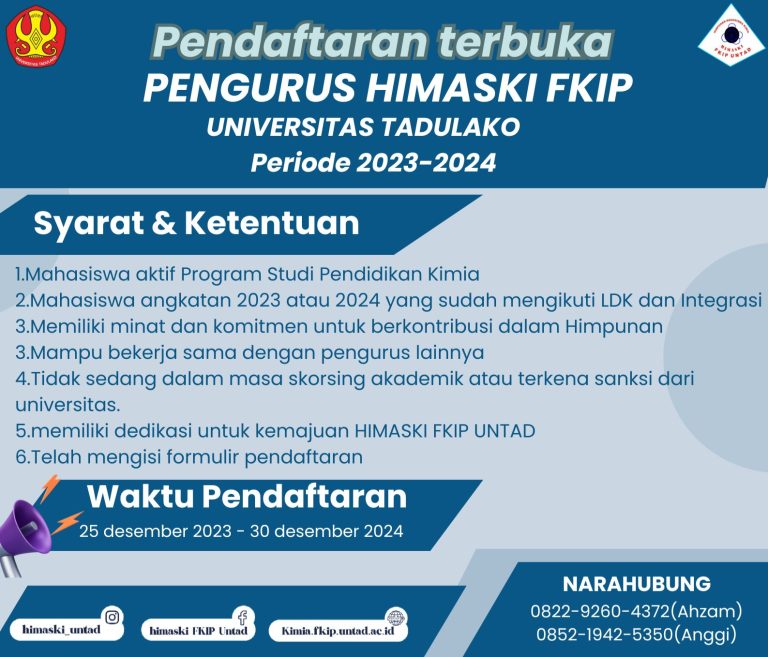Pendaftaran Pengurus HIMASKI FKIP UNTAD 2023